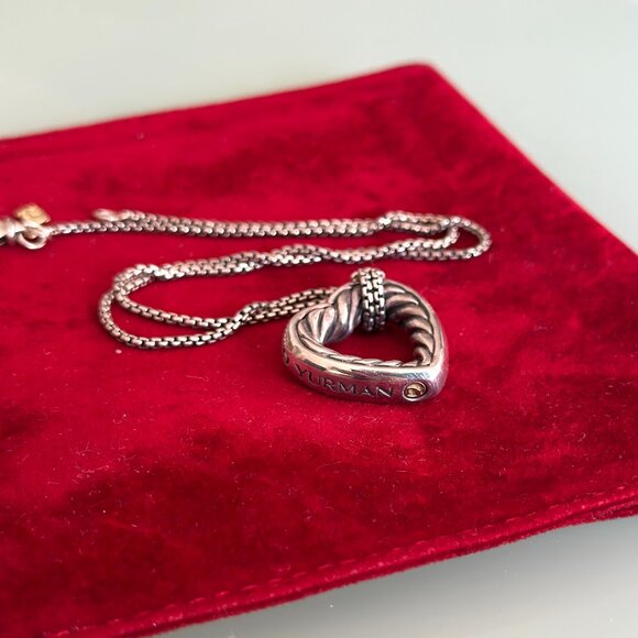 David Yurman Heart Necklace with 18K Gold Accents in Sterling Silver - Picture 7 of 13
